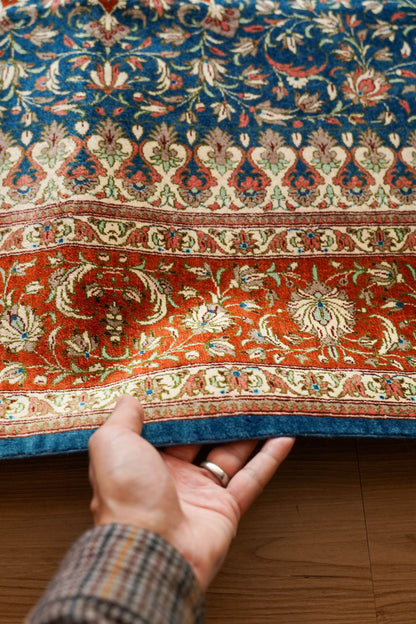 Collection 197×135cm ペルシャ手織り絨毯 クム産 ヌーリ工房 シルク100% 証明書付