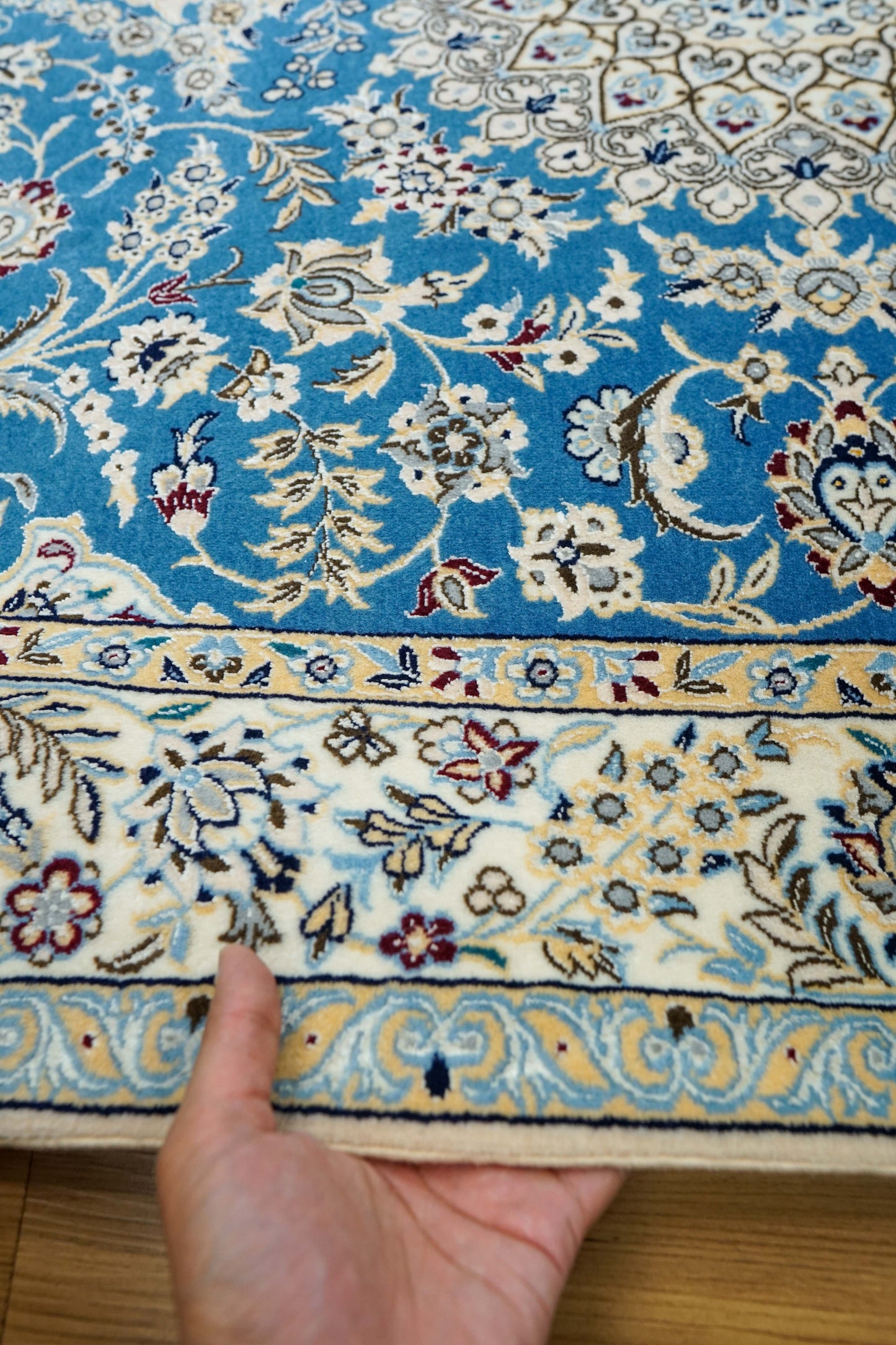  ペルシャ絨毯 ナイン産 6LA 192×120cm｜コルクウール＆シルク