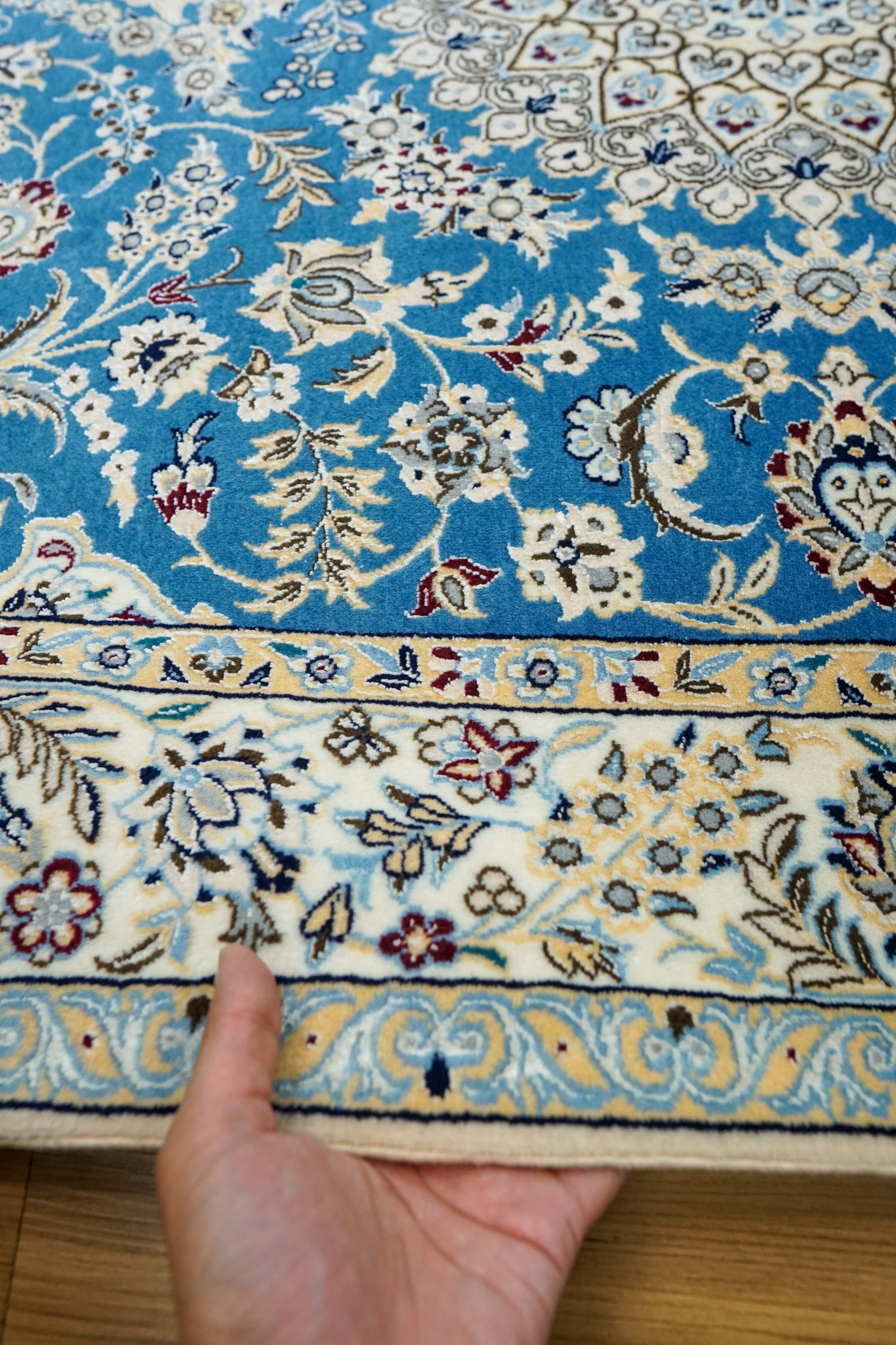  ペルシャ絨毯 ナイン産 6LA 192×120cm｜コルクウール＆シルク