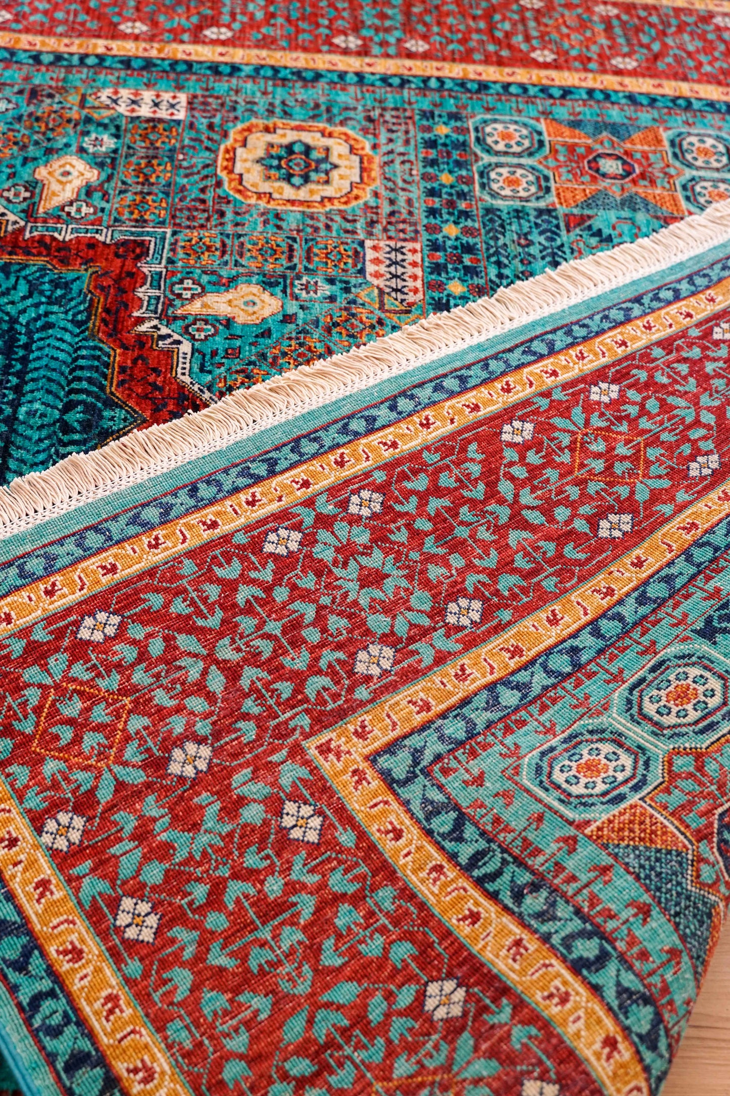  アフガニスタン手織り絨毯  ウールラグ 247×176cm ガズニーウール オリエンタルラグ fine quality