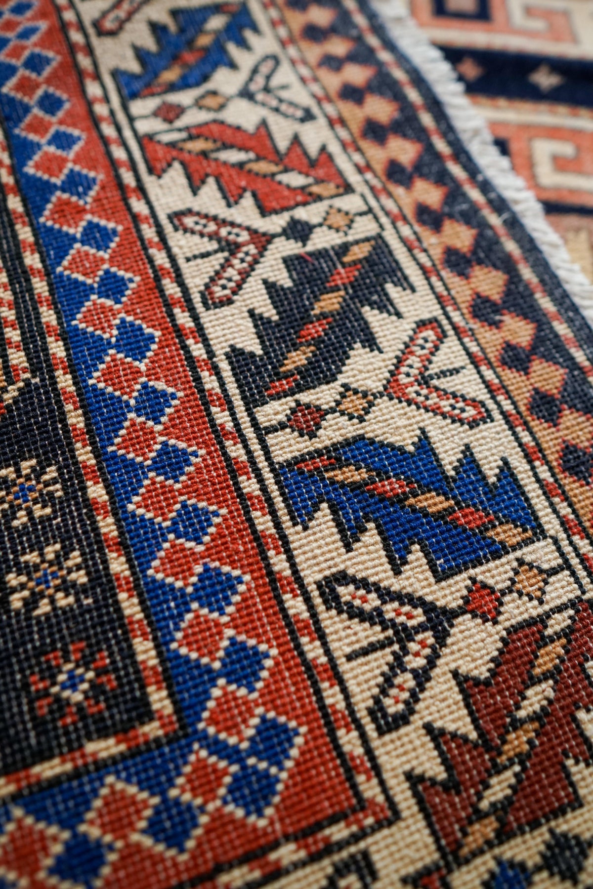  アフガン手織り絨毯 ボハラ 220×140cm｜ウール・紺色