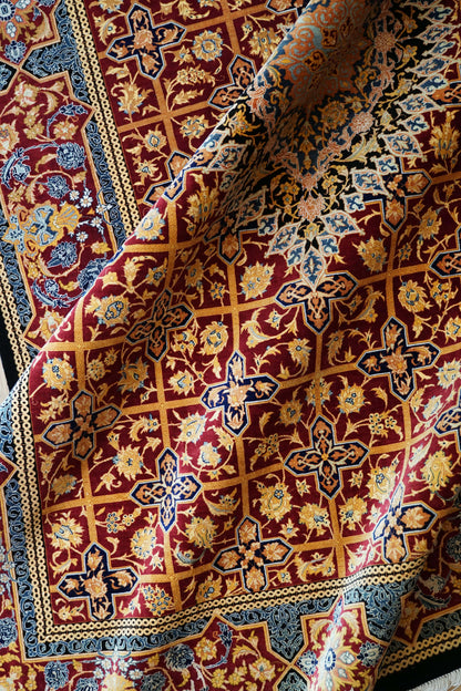  手織りペルシャ絨毯 クム産 【シルク】ラミニ工房 197×132cm ｜ 証明書付