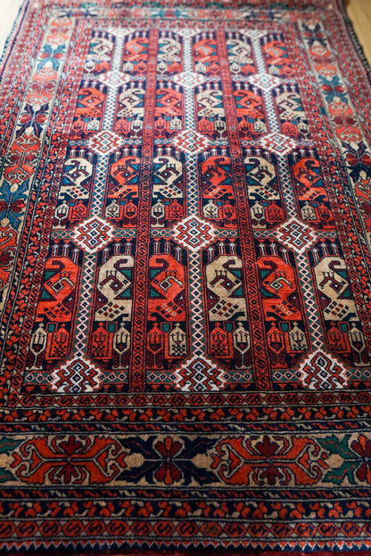  アフガン手織り絨毯 トルクメン ラグ 150×101cm