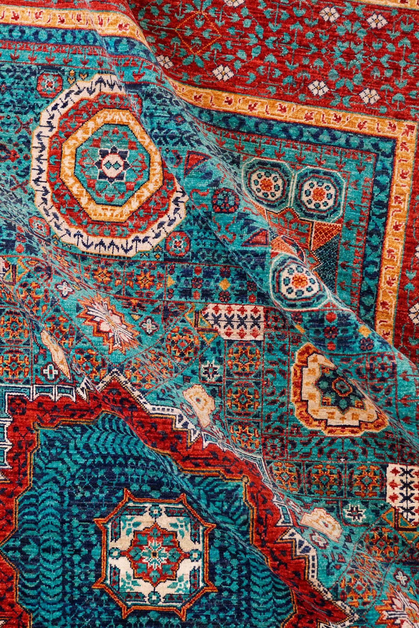  アフガニスタン手織り絨毯  ウールラグ 247×176cm ガズニーウール オリエンタルラグ fine quality