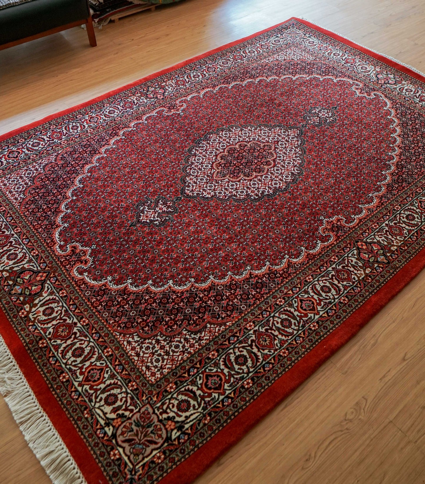 ペルシャ絨毯 ビジャール産 228×152cm ビジャー｜高品質タカーブ織り マヒデザイン メリノウール 手織りラグ