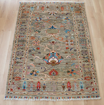  アフガニスタン手織り絨毯 ガズニウール（チョビラグ）142×104cm｜草木染め・手紡ぎウール
