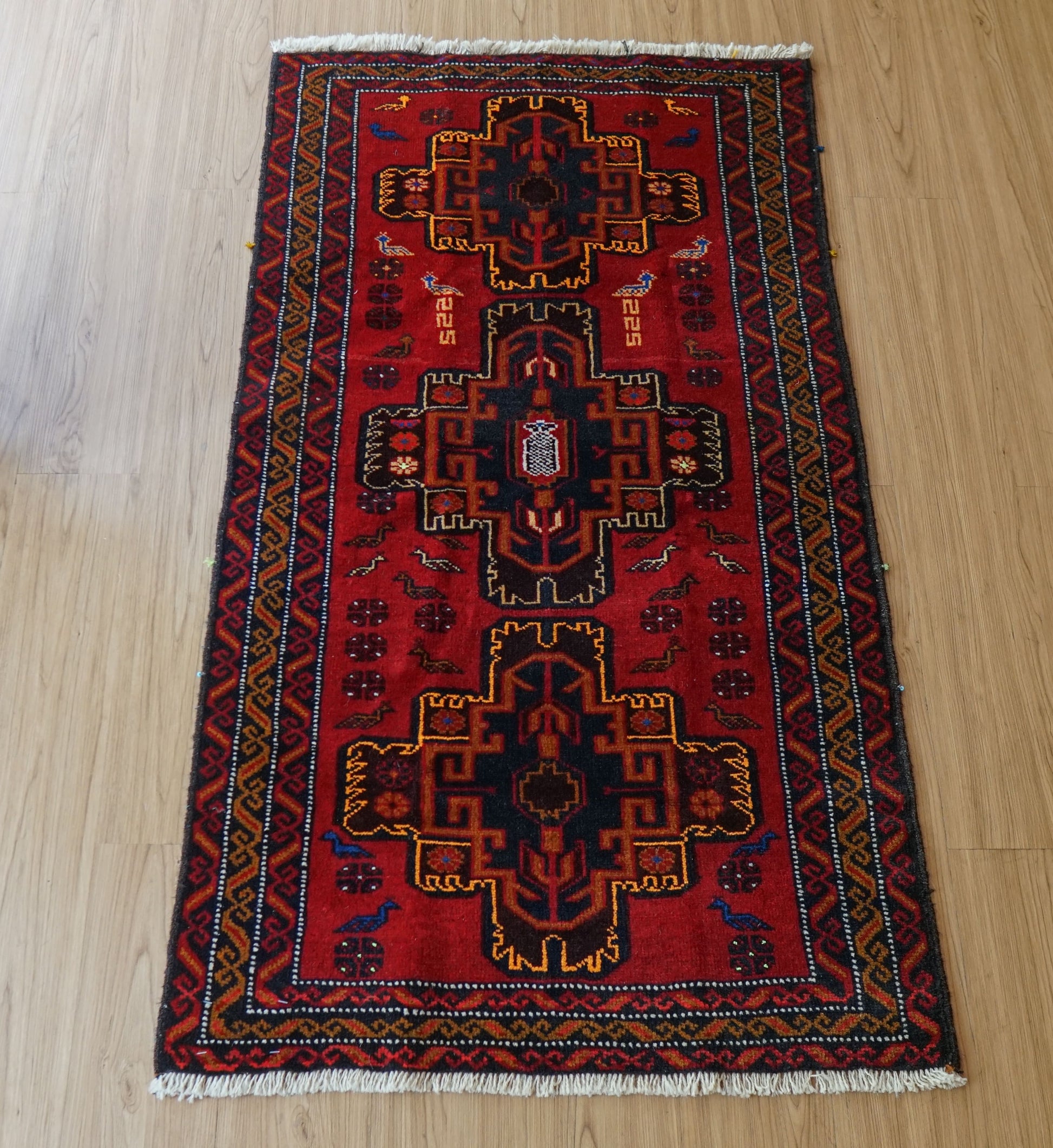  140x89cm ペルシャ バルーチ族絨毯トライバルラグ