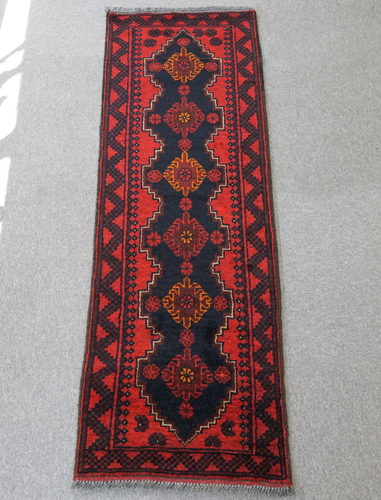 145cm×51cm 廊下敷きペルシャ手織り絨毯 バルーチ ヴィンテージ ラグ - Decorworks