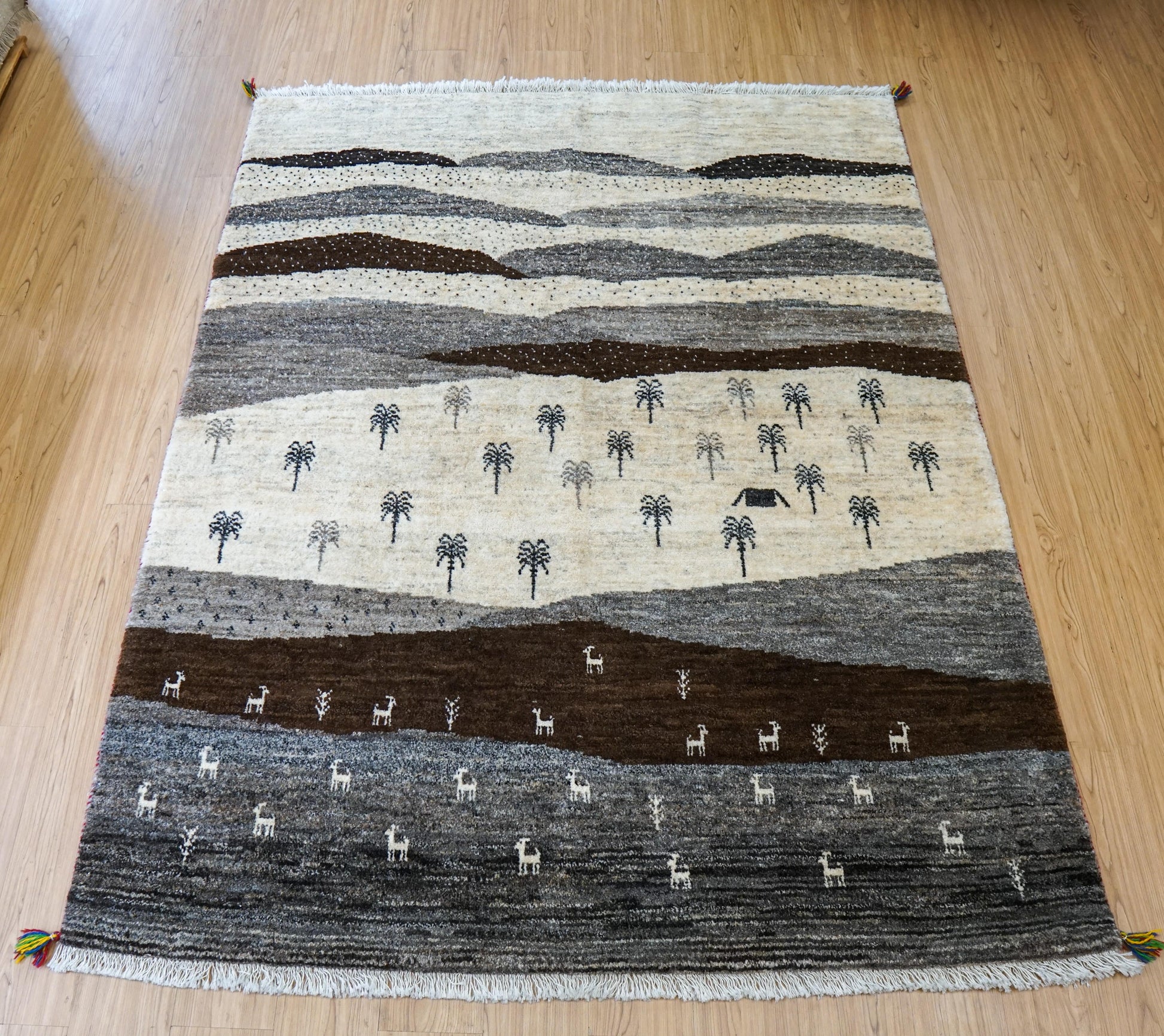  200×159cm ペルシャ絨毯 手織りギャッベアマレ族ギャベ