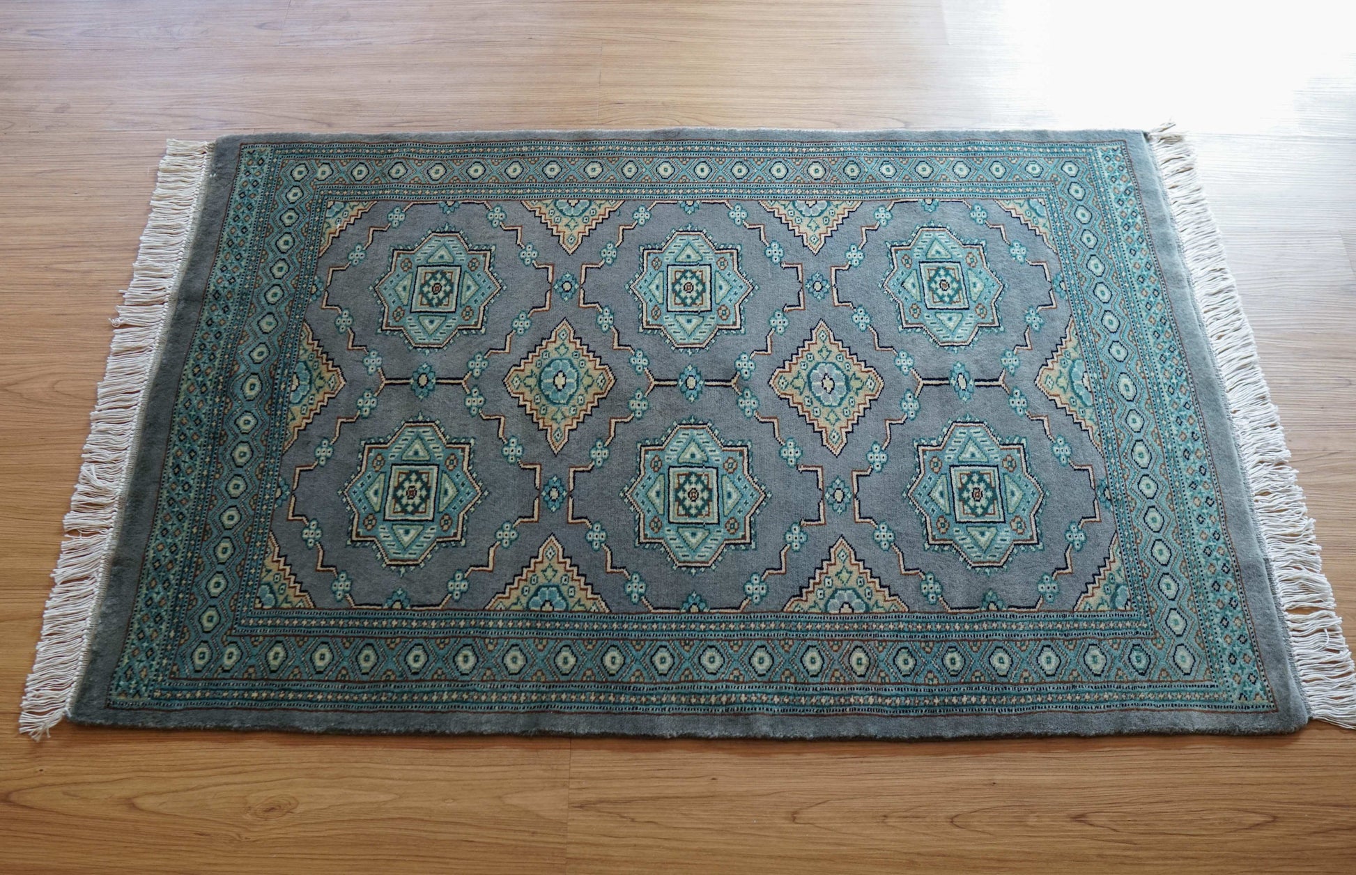  パキスタン手織り絨毯 121×76cm｜ニュージーランド産ウーステッドウール使用・高密度織り
