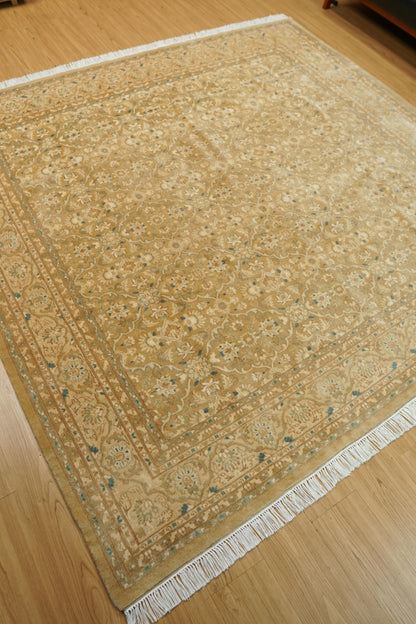  パキスタン手織り絨毯 218×210cm｜ニュージーランド産メリノウール 花柄・クラシックデザイン