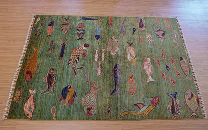 アフガニスタン手織り絨毯 ガズニ地方 手紡ぎウール手織り絨毯 177×122cm 草木染め