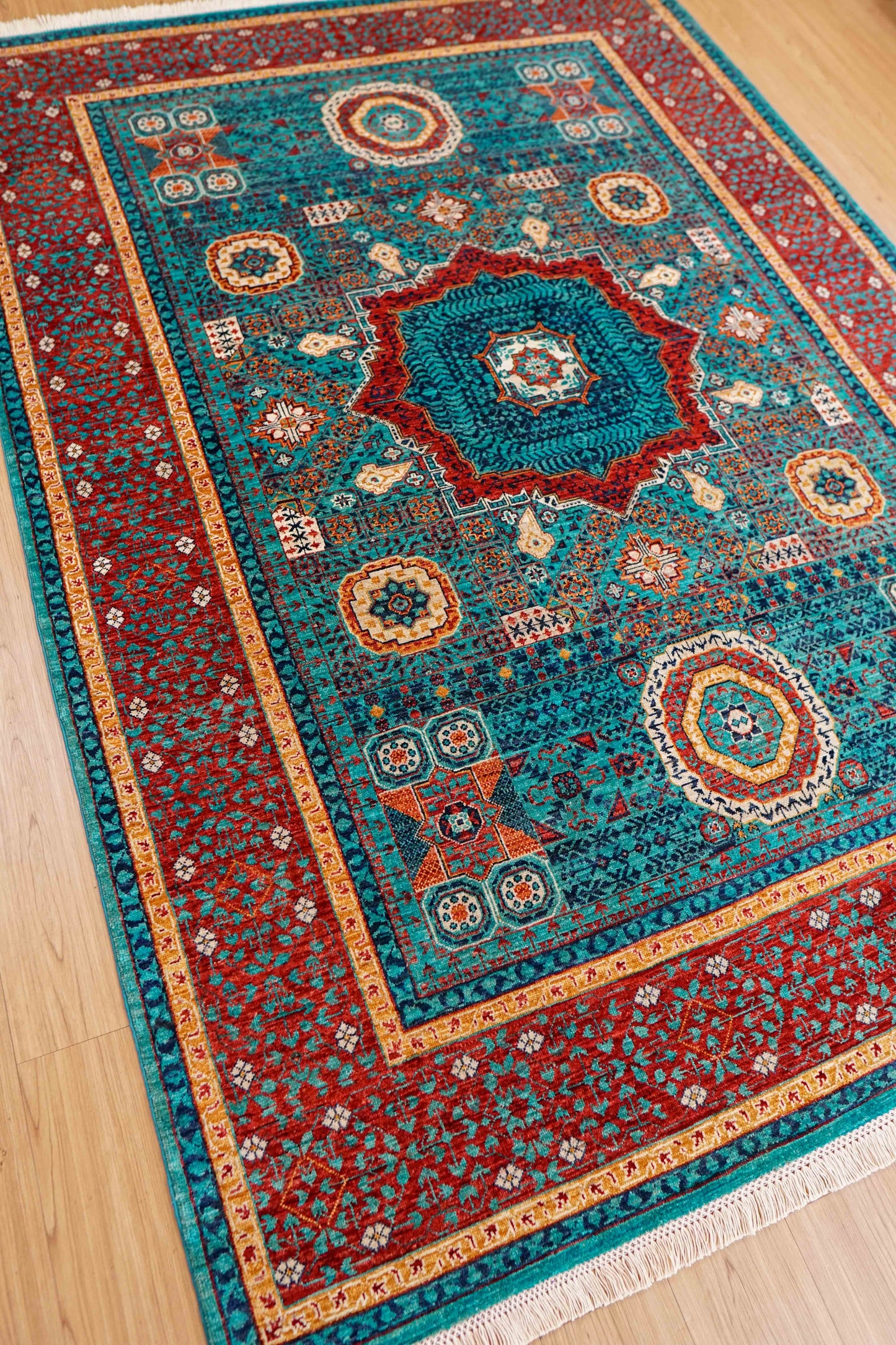  アフガニスタン手織り絨毯  ウールラグ 247×176cm ガズニーウール オリエンタルラグ fine quality