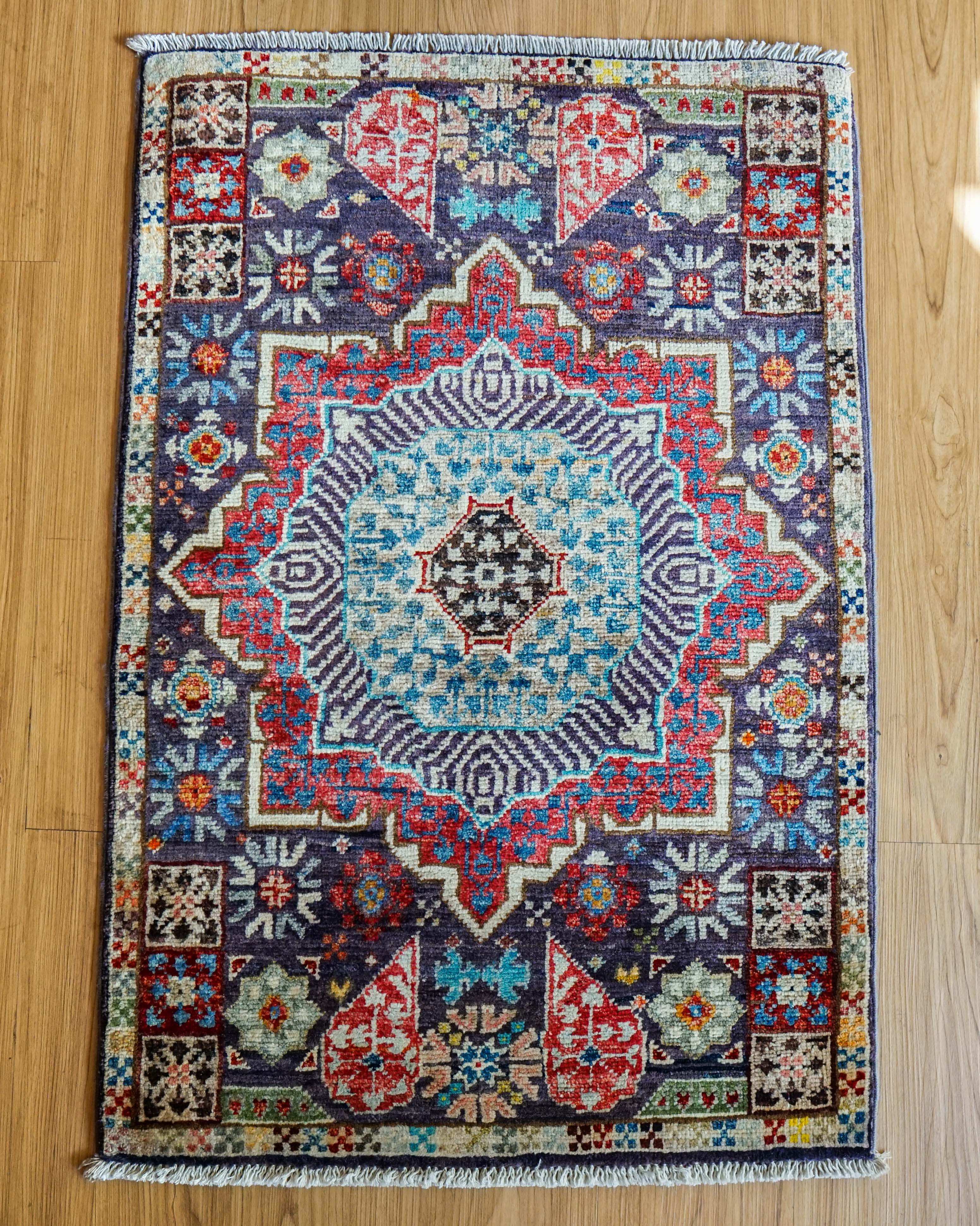 アフガニスタンの手作り絨毯size:70x73‼️ アフガニスタン手織り絨毯90×60cm｜ガズニウール マムルクデザイン