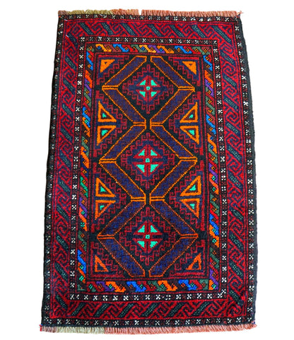  アフガン タイマニ バルーチ ヴィンテージ絨毯 76×49cm