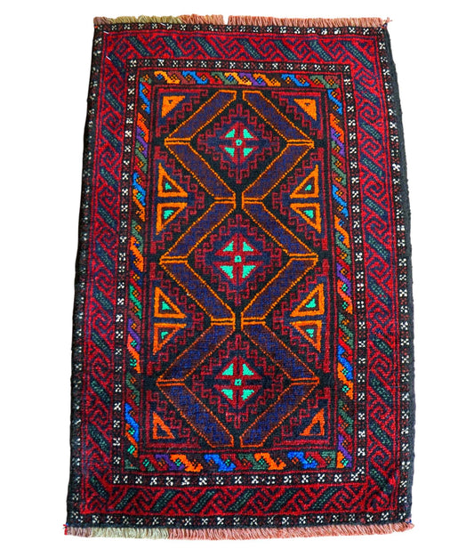  アフガン タイマニ バルーチ ヴィンテージ絨毯 76×49cm