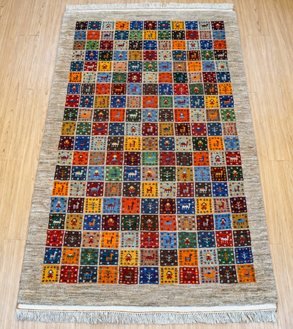  ペルシャ絨毯 手織りカシュクリギャッベ 188×118cm リズバフト