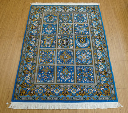  手織り ペルシャ絨毯 ナイン産 194×140cm