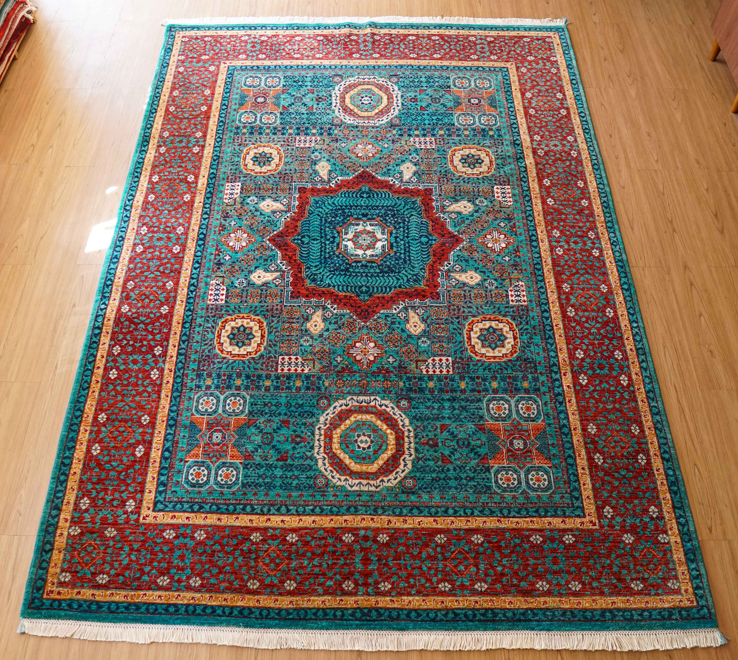  アフガニスタン手織り絨毯  ウールラグ 247×176cm ガズニーウール オリエンタルラグ fine quality