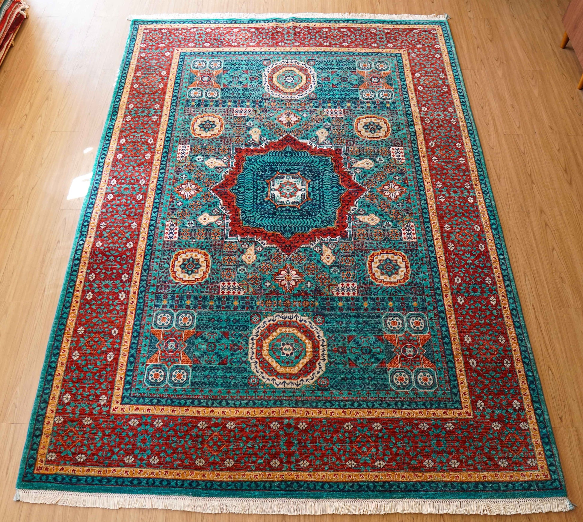  アフガニスタン手織り絨毯  ウールラグ 247×176cm ガズニーウール オリエンタルラグ fine quality