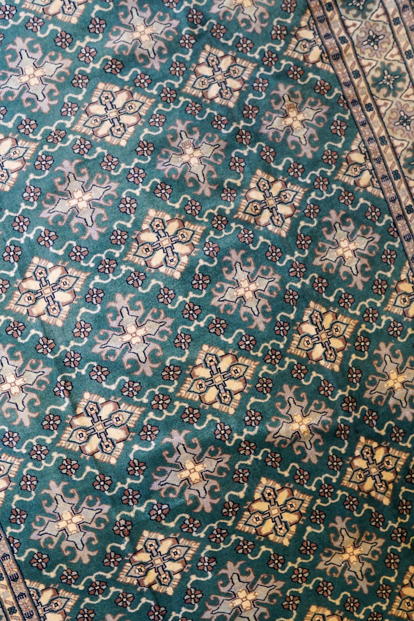 パキスタン手織り絨毯 270×154cm｜ニュージーランドウール使用 高密度グリーン