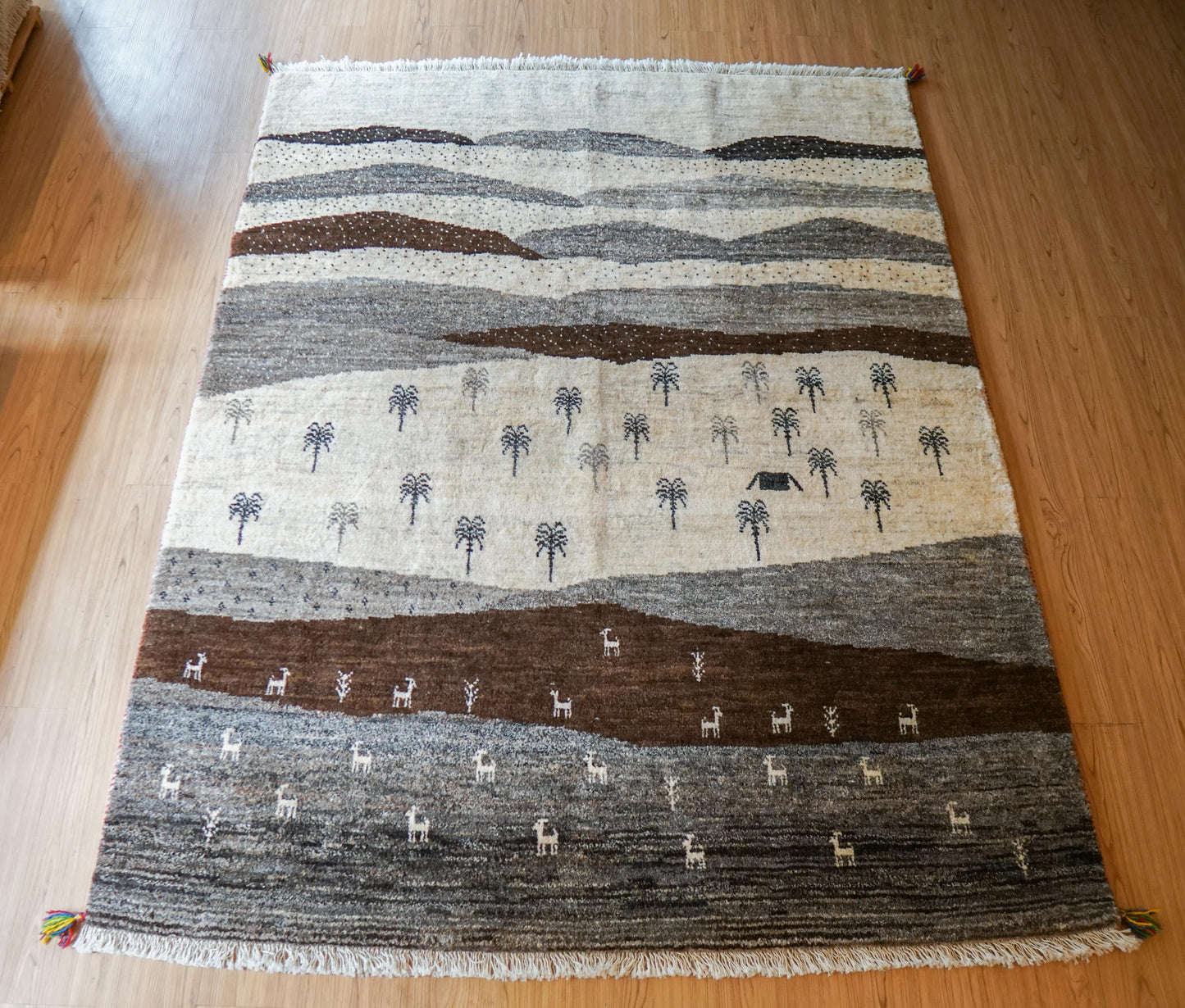  200×159cm ペルシャ絨毯 手織りギャッベアマレ族ギャベ