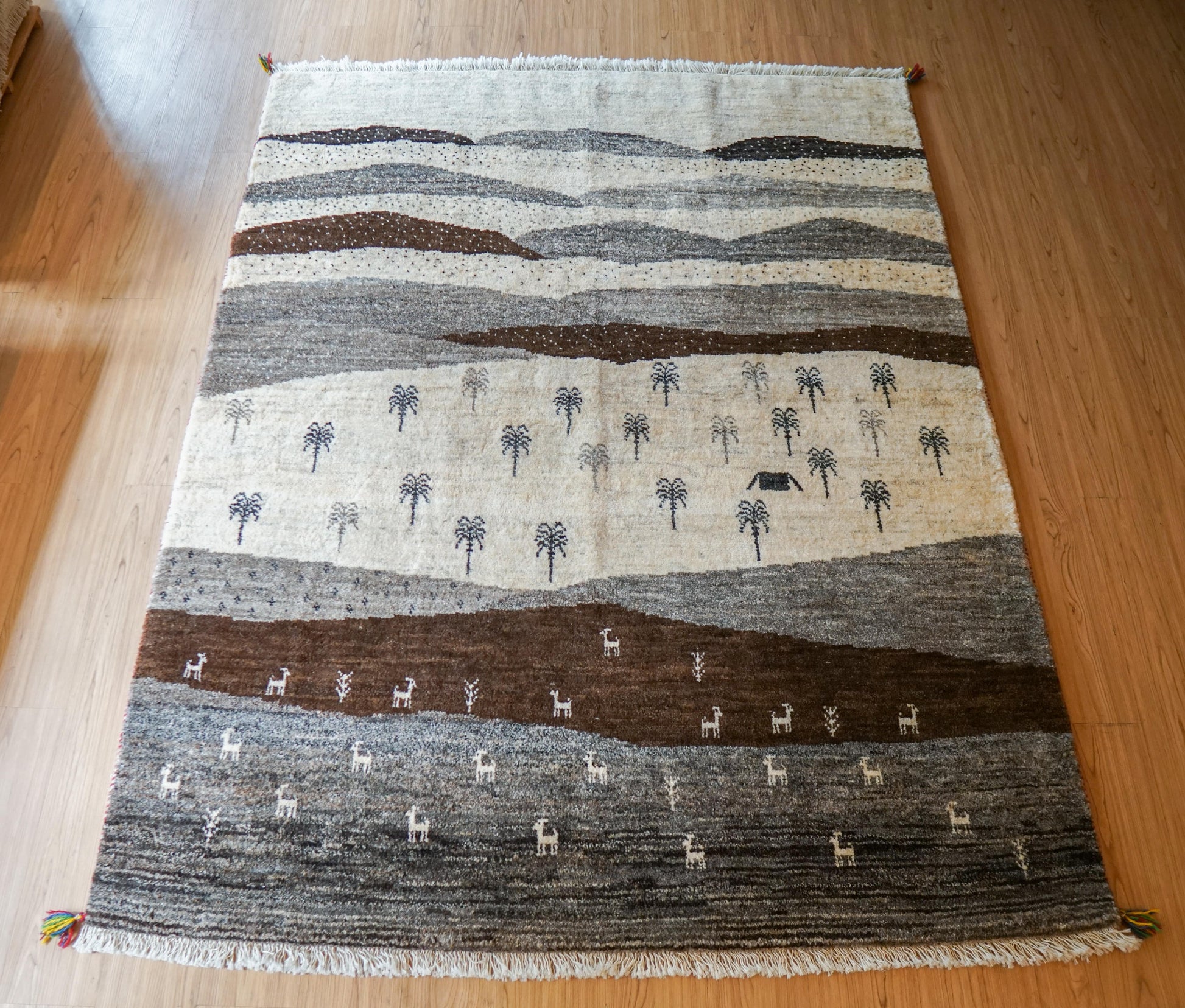  200×159cm ペルシャ絨毯 手織りギャッベアマレ族ギャベ