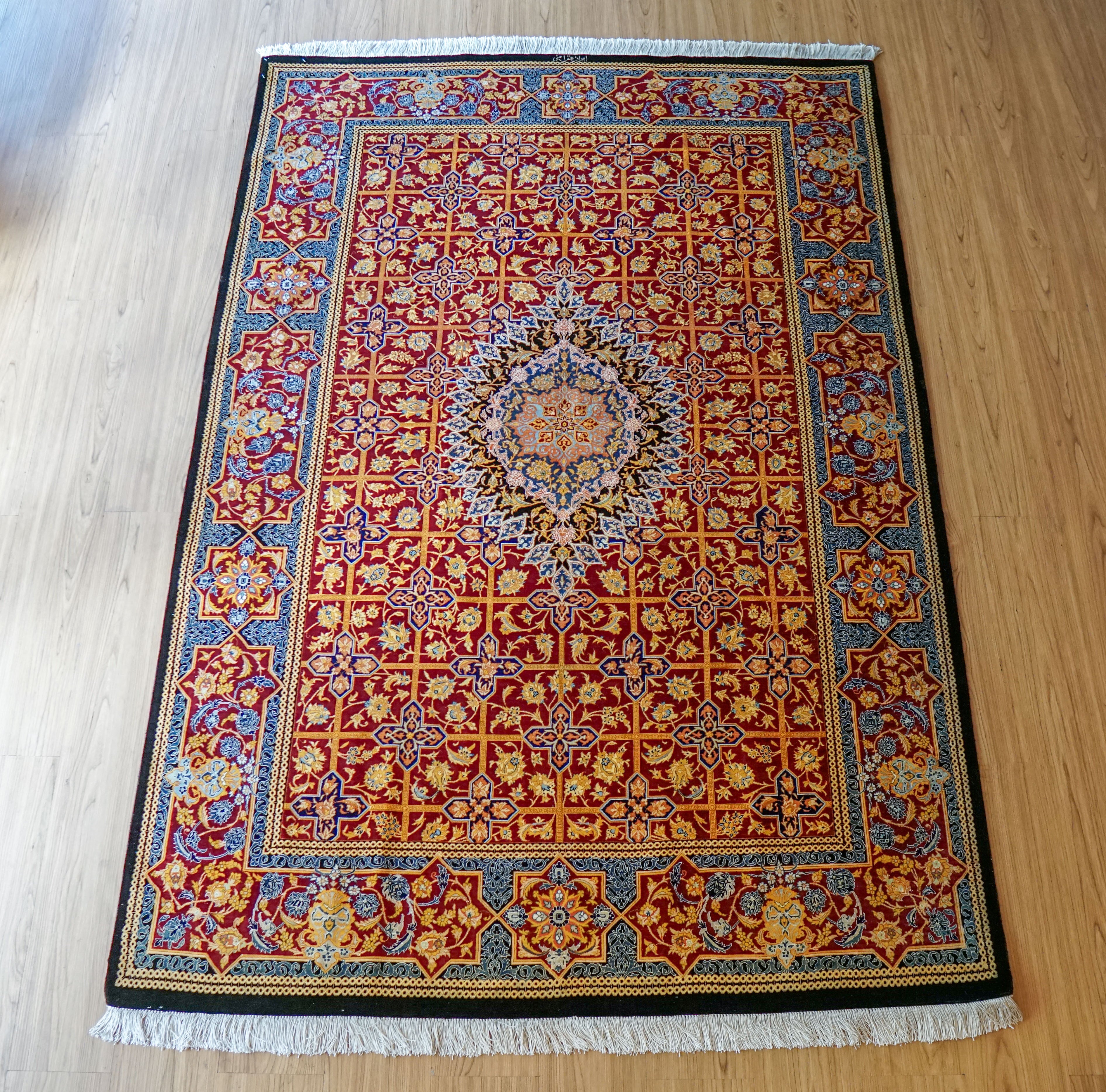 ペルシャ絨毯 クム産 シルク 100% - Decorworks