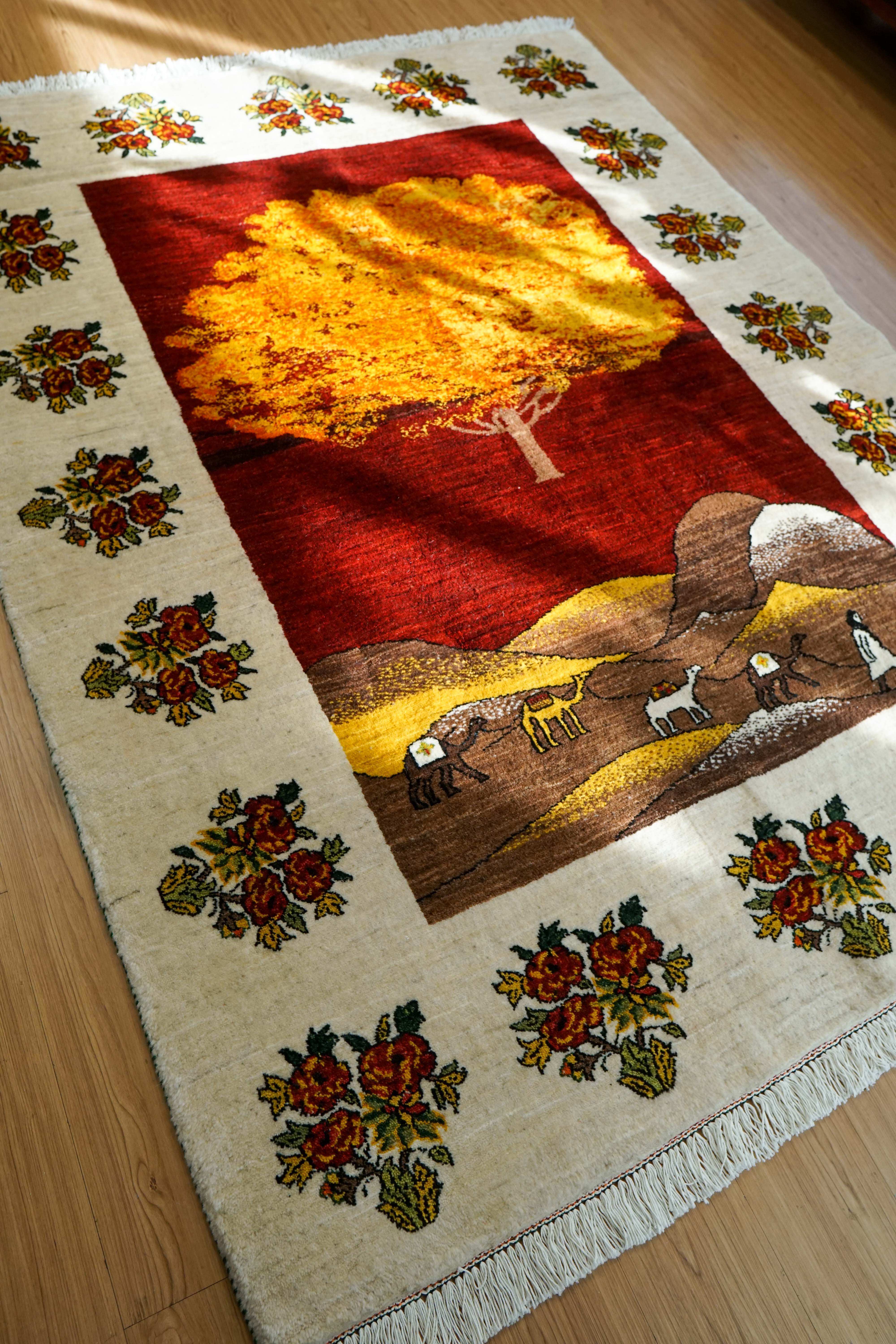 Persian Handwoven Kashkuli Gabbeh 211x158cm | Tree of Life and