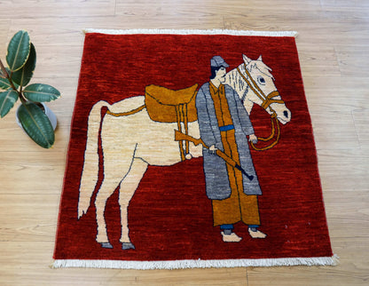  ペルシャ絨毯 カシュカイ族 88x87cm トライバルラグ