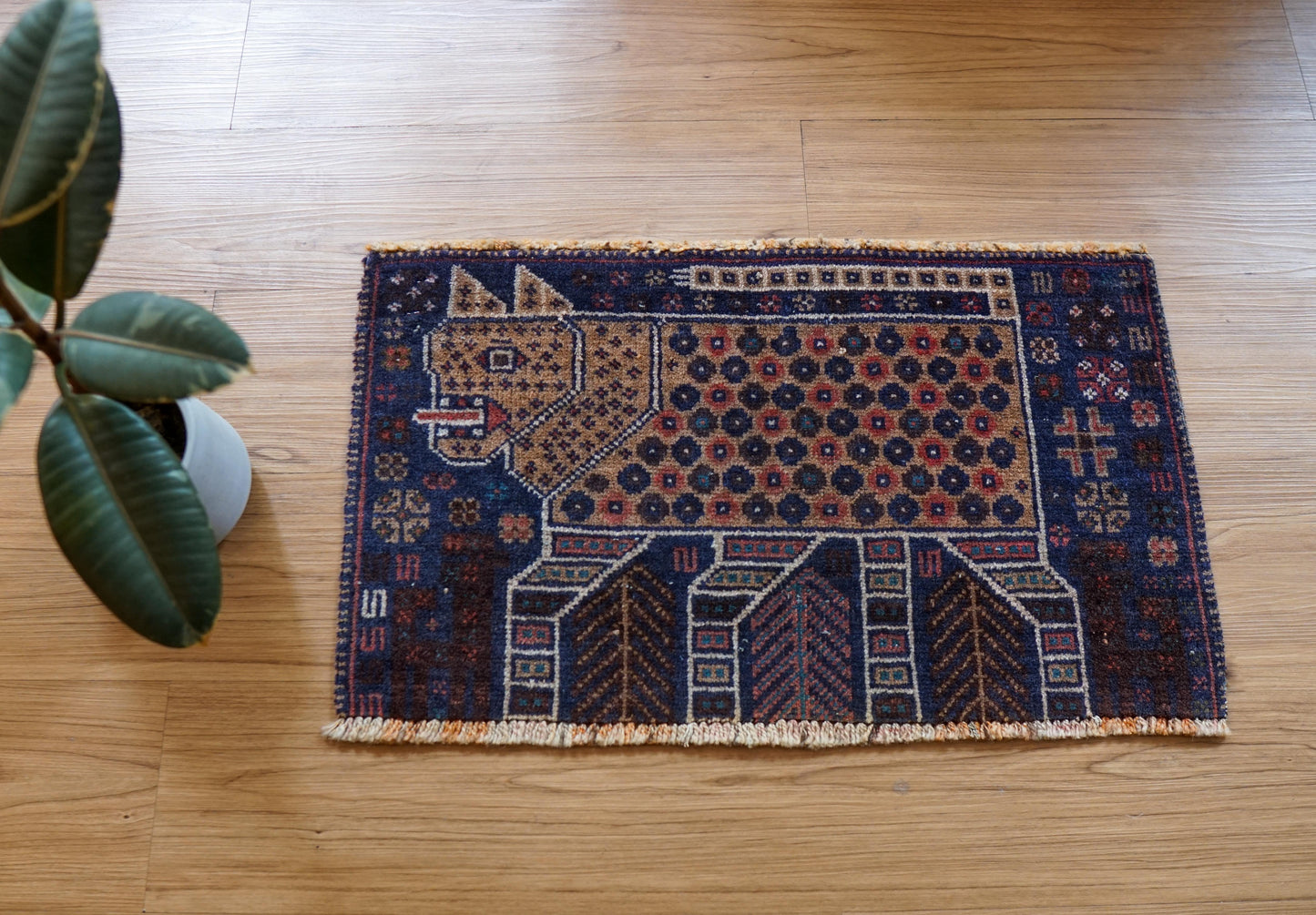  ヴィンテージ バルーチ族トライバルラグ 61×36cm 手織り ペルシャ絨毯