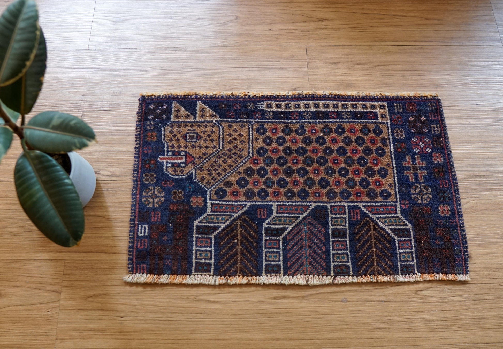  ヴィンテージ バルーチ族トライバルラグ 61×36cm 手織り ペルシャ絨毯