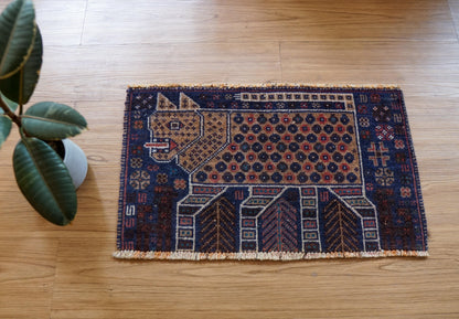  ヴィンテージ バルーチ族トライバルラグ 61×36cm 手織り ペルシャ絨毯