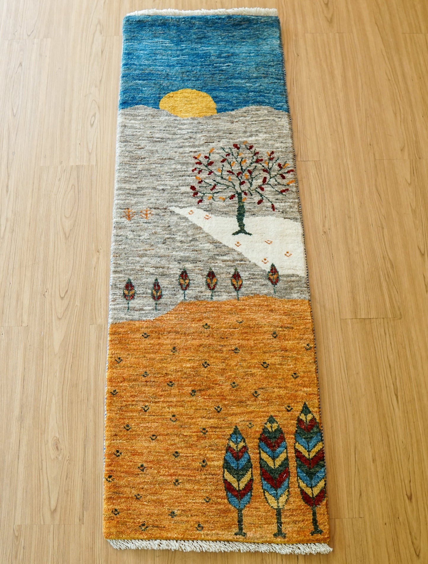 Collection 148×49cm【ペルシャ手織りカシュクリギャッベ] リズ バフト ギャッベ 手織り絨毯