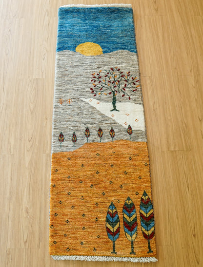 Collection 148×49cm【ペルシャ手織りカシュクリギャッベ] リズ バフト ギャッベ 手織り絨毯