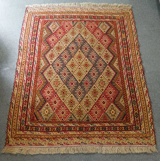 144×122cm アフガニスタン　マシュワニキリム 手織り絨毯　トライバルラグ Decorworks