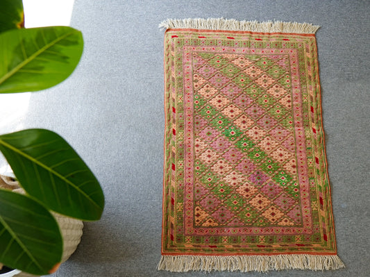 92×65cm  アフガニスタン の マシュワニ手織り キリム 手織り絨毯 Decorworks