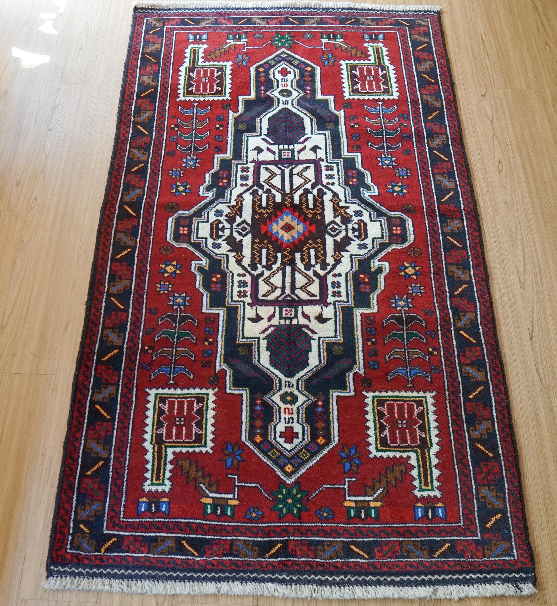  ペルシャ 絨毯 バルーチ 手織り トライバルラグ 163×95cm