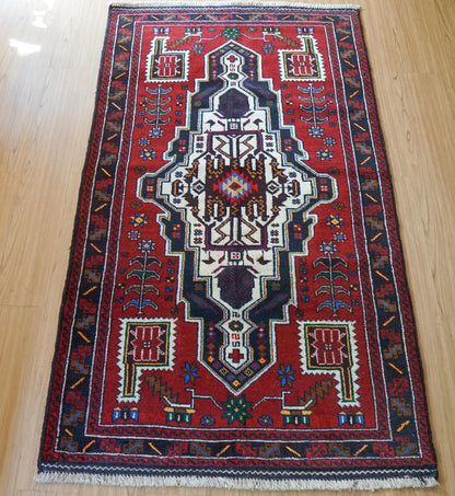  ペルシャ 絨毯 バルーチ 手織り トライバルラグ 163×95cm