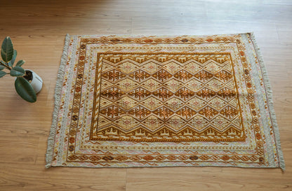  手織りマシュワニキリム  トライバルラグ 115×76cm