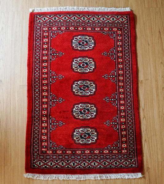  トルクメン ボハラ 手織り パキスタン絨毯 93×62cm 玄関マット