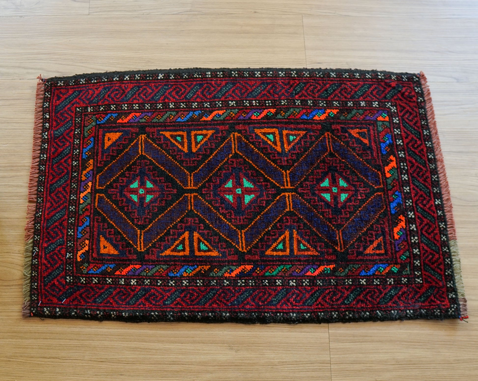  アフガン タイマニ バルーチ ヴィンテージ絨毯 76×49cm