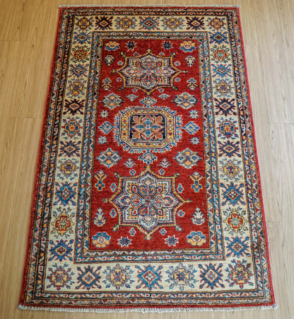  アフガニスタン手織り絨毯 ガズニーウール カザックデザイン 150×98cm