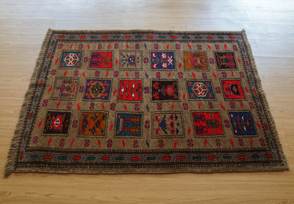  132×94cm バルーチ絨毯 ヴィンテージ トライバルラグ ペルシャ絨毯