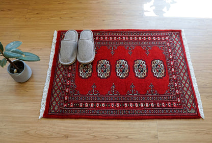  トルクメン ボハラ 手織り パキスタン絨毯 88×63cm 玄関マット