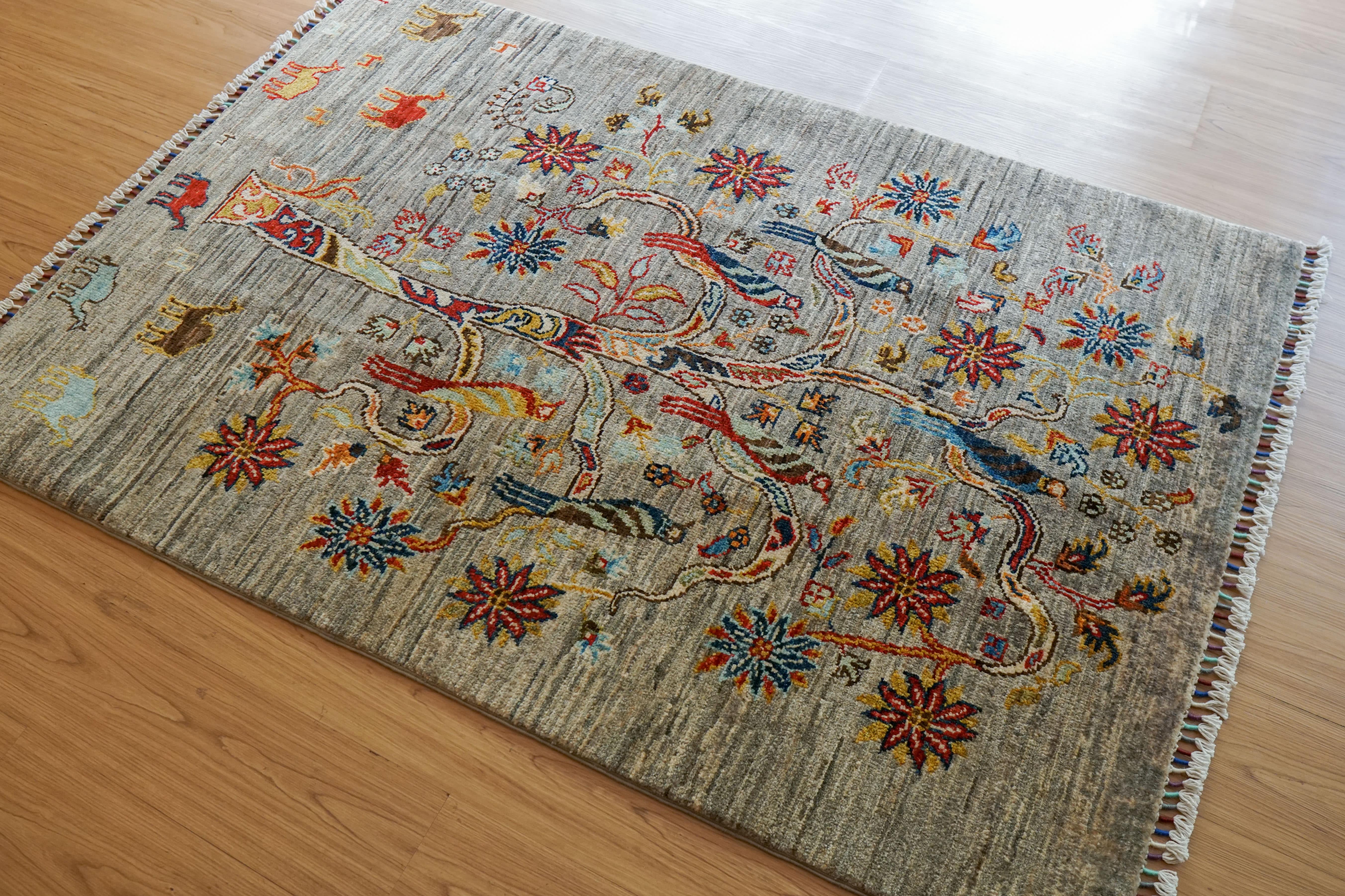 150×98cm【アフガニスタンガズニウール手織り絨毯】手織りギャッベ アフガニスタンガズニウール手織りギャッベ 150×98cm – Decorworks