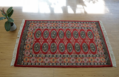  パキスタン手織り絨毯 トルクメンボハラ トライバルラグ 130×80cm