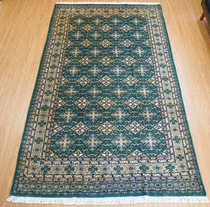 パキスタン手織り絨毯 270×154cm｜ニュージーランドウール使用 高密度グリーン