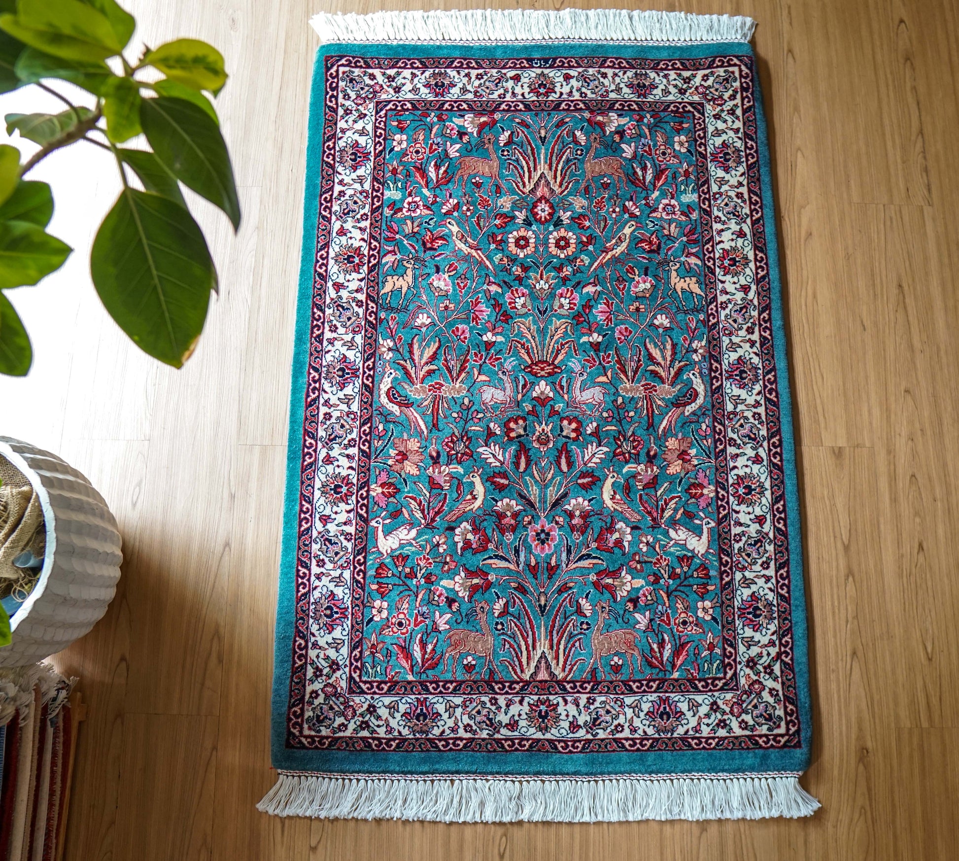  ペルシャ絨毯 アフシャル・ビジャー (afshar bijar) 130×84cm モハマドイアン工房 シカールガー（shikargah） 手織り ウール＆シルク