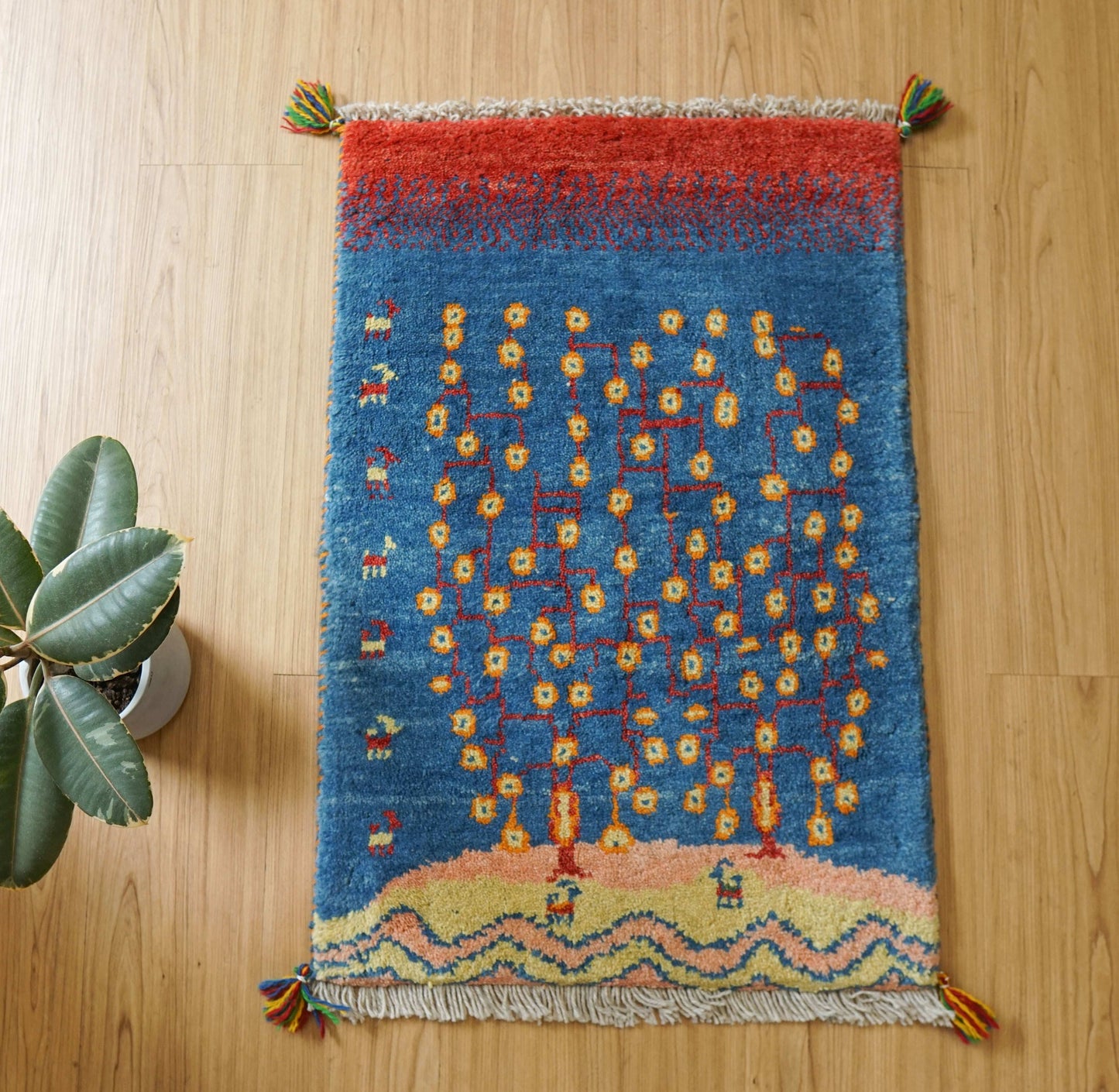  76×52cm ペルシャ絨毯 手織りギャッベアマレ族